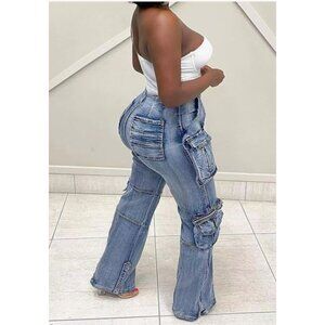 Womens Cargo Jeans With Multiple Pockets By L.K.O.U.S